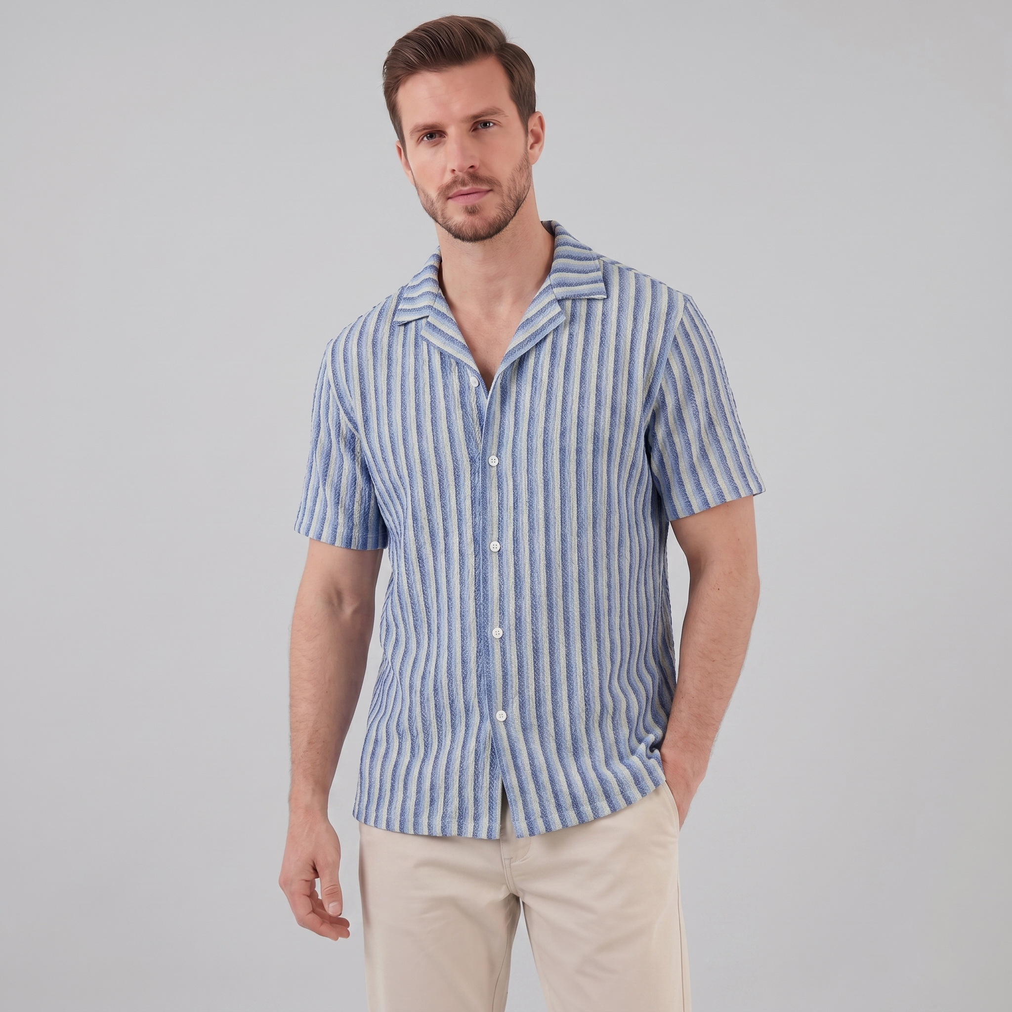 Men's Shirt Vertical Stripes Resort Casual Summer