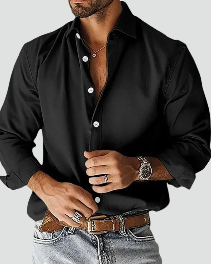 Men's Shirt with Long Sleeves and Button Down Collar Slim Fit