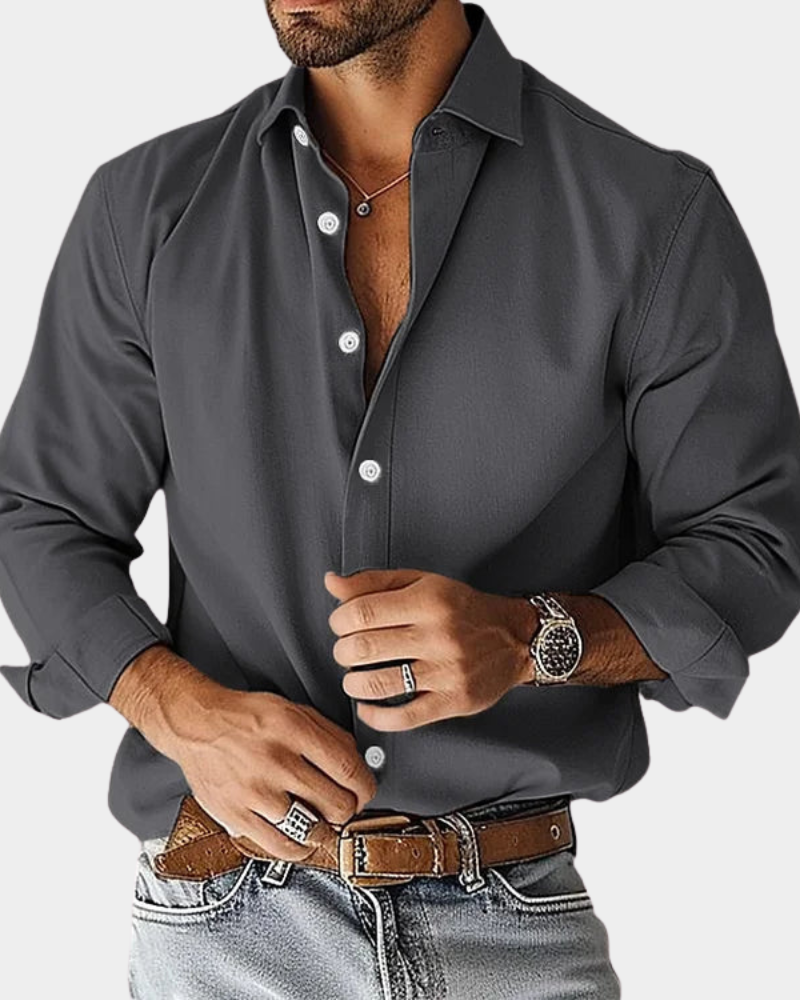 Men's Shirt with Long Sleeves and Button Down Collar Slim Fit