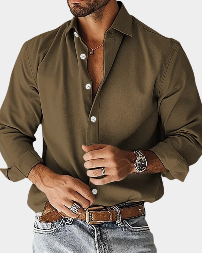 Men's Shirt with Long Sleeves and Button Down Collar Slim Fit