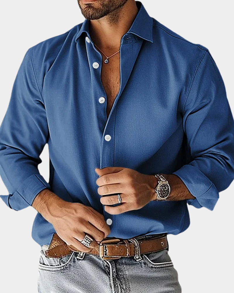 Men's Shirt with Long Sleeves and Button Down Collar Slim Fit