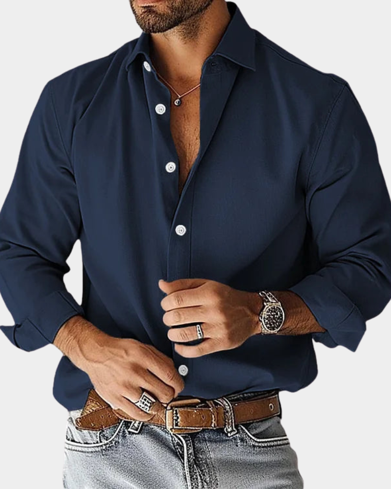 Men's Shirt with Long Sleeves and Button Down Collar Slim Fit