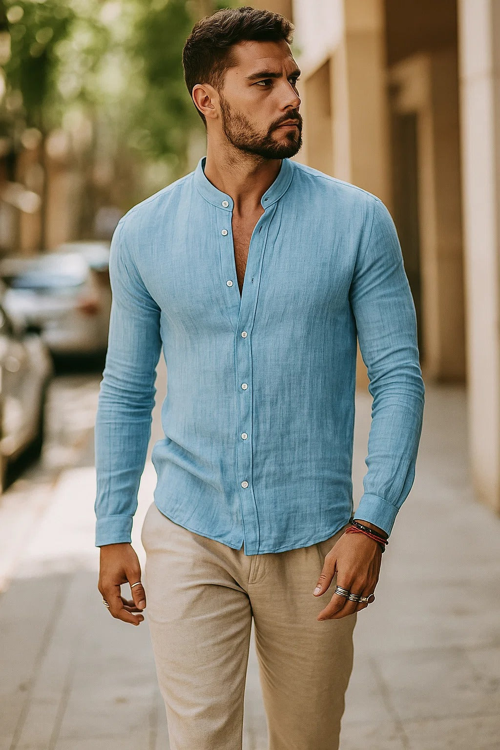Men's Shirts Relaxed Fit Three-Quarter Sleeves Casual Summer