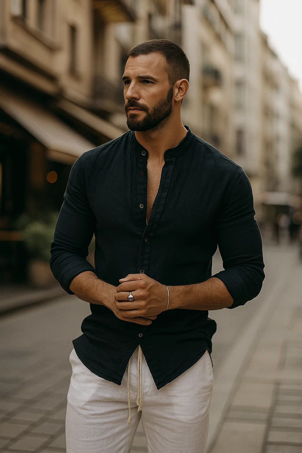 Men's Shirts Relaxed Fit Three-Quarter Sleeves Casual Summer