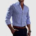 Men's Striped Button-Down Shirt with Long Sleeves