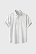 Men's Striped Short Sleeve Shirt Button Closure Casual Business
