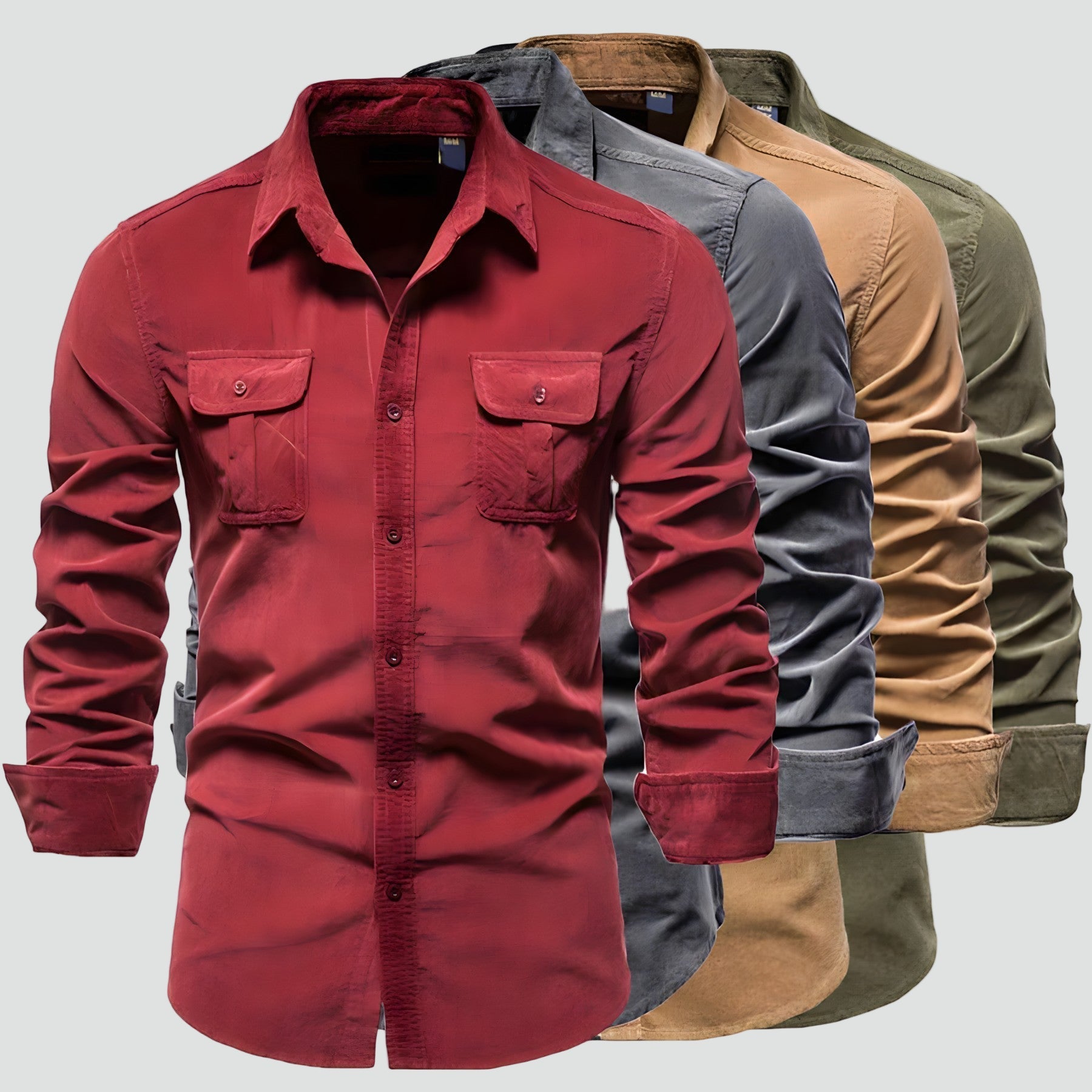 Men's shirt with long sleeves and chest pockets