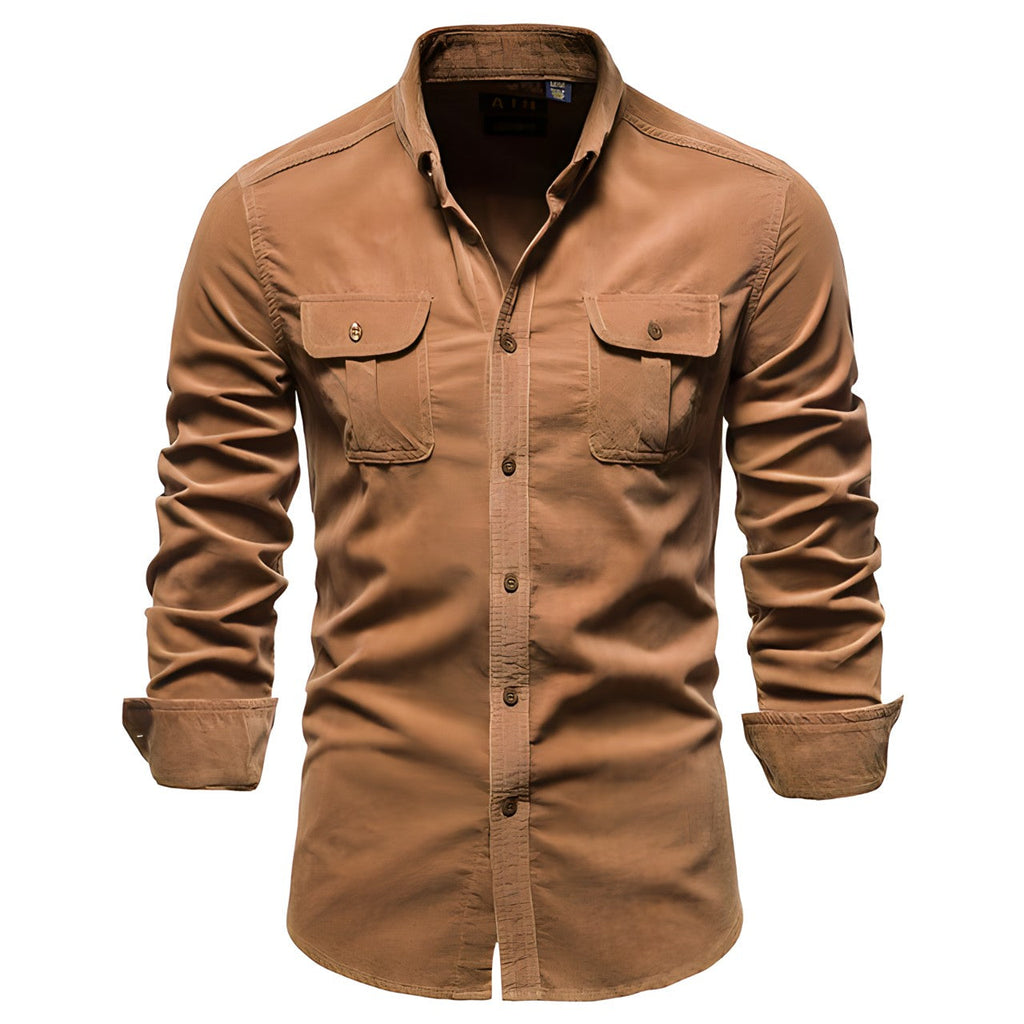 Men's shirt with long sleeves and chest pockets