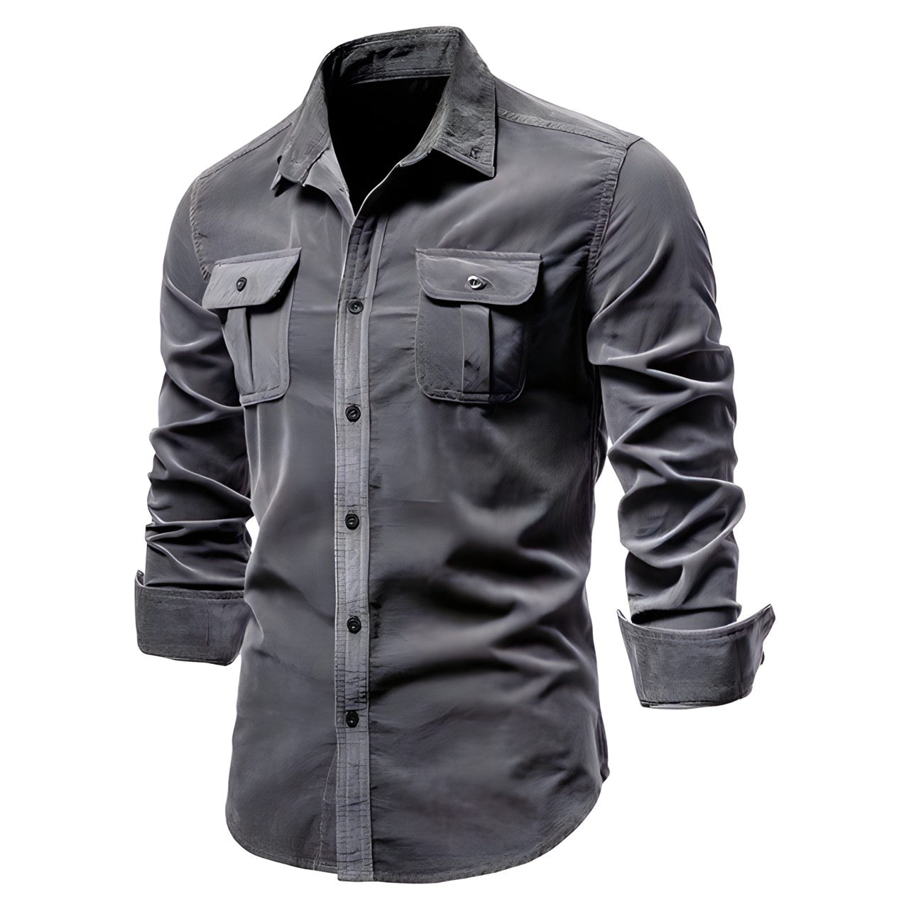 Men's shirt with long sleeves and chest pockets