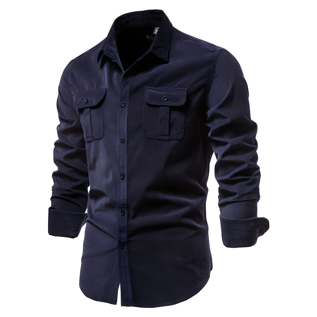 Men's shirt with long sleeves and chest pockets