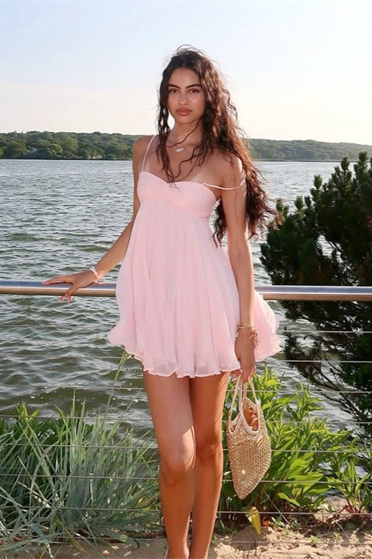 Mireille Off Shoulder Chiffon Mini Dress