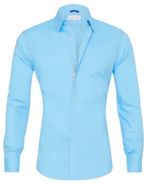 Oxford Shirt Men Slim Fit Stretch With Zipper Closure