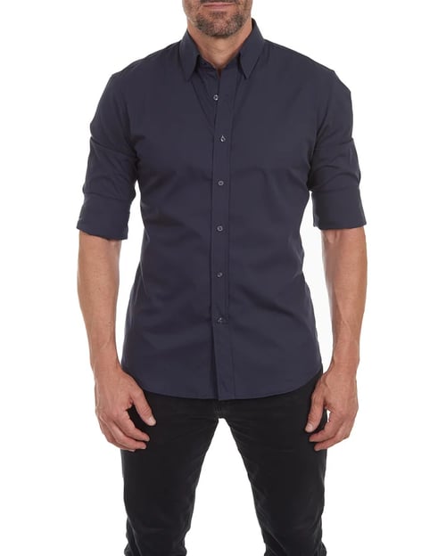 Oxford Shirt Men Slim Fit Stretch With Zipper Closure