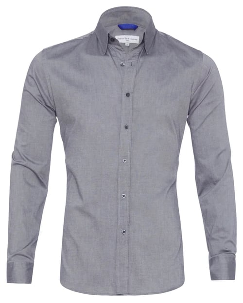 Oxford Shirt Men Slim Fit Stretch With Zipper Closure
