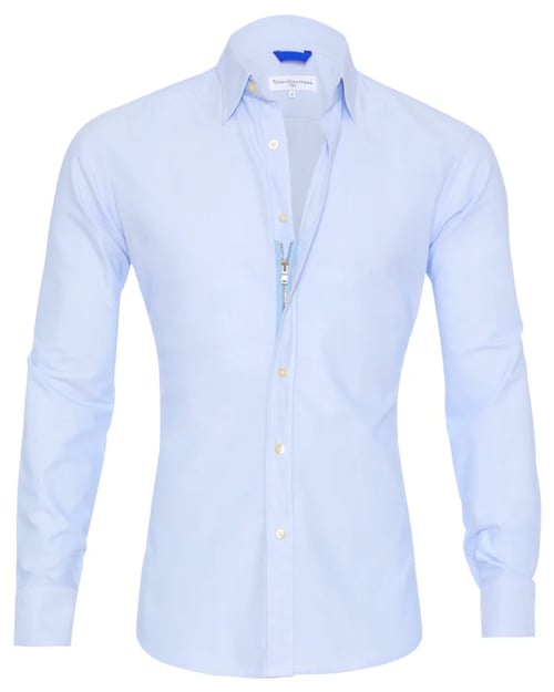 Oxford Shirt Men Slim Fit Stretch With Zipper Closure