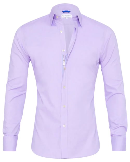 Oxford Shirt Men Slim Fit Stretch With Zipper Closure