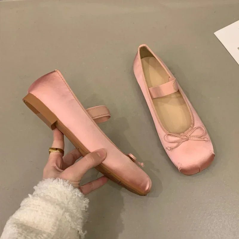Pamela Bowtie Satin Ballet Flats