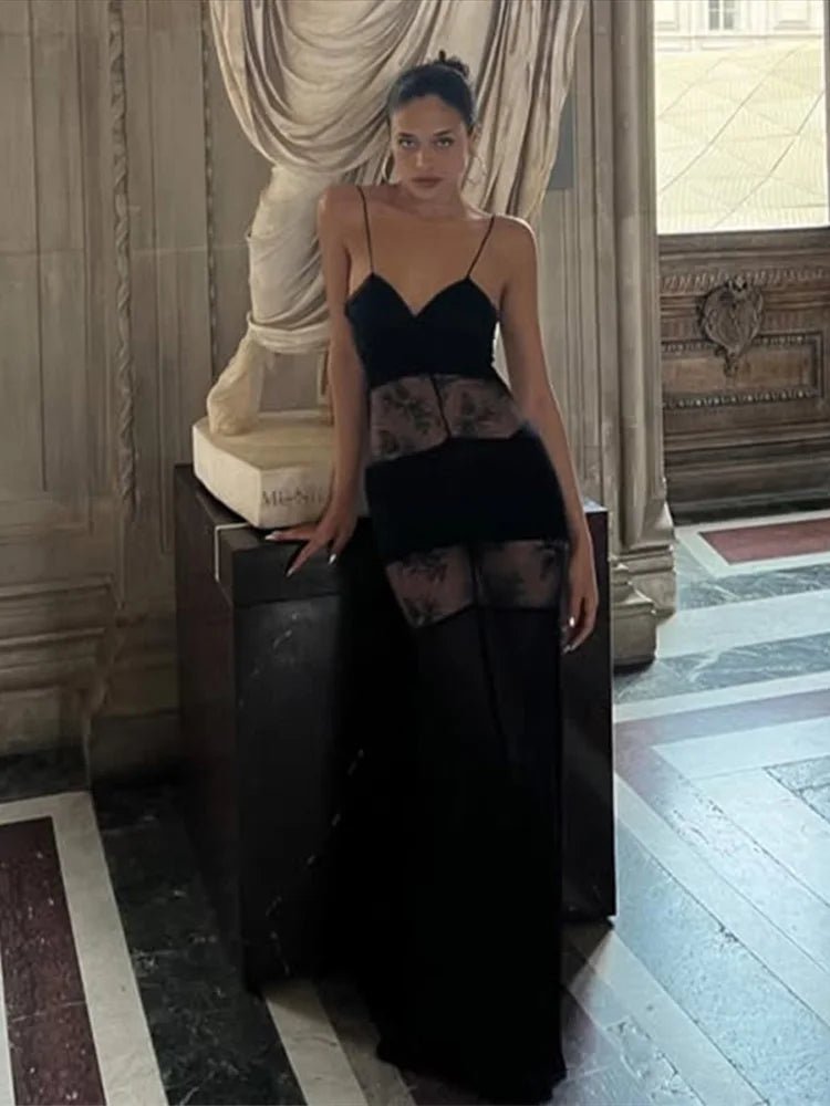 Ravenna Sheer Lace Slip Maxi Dress