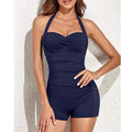 Rebecka Collection | Women's Halter Swimsuit with Pleated Design | Flattering Fit for Beach & Pool Confidence