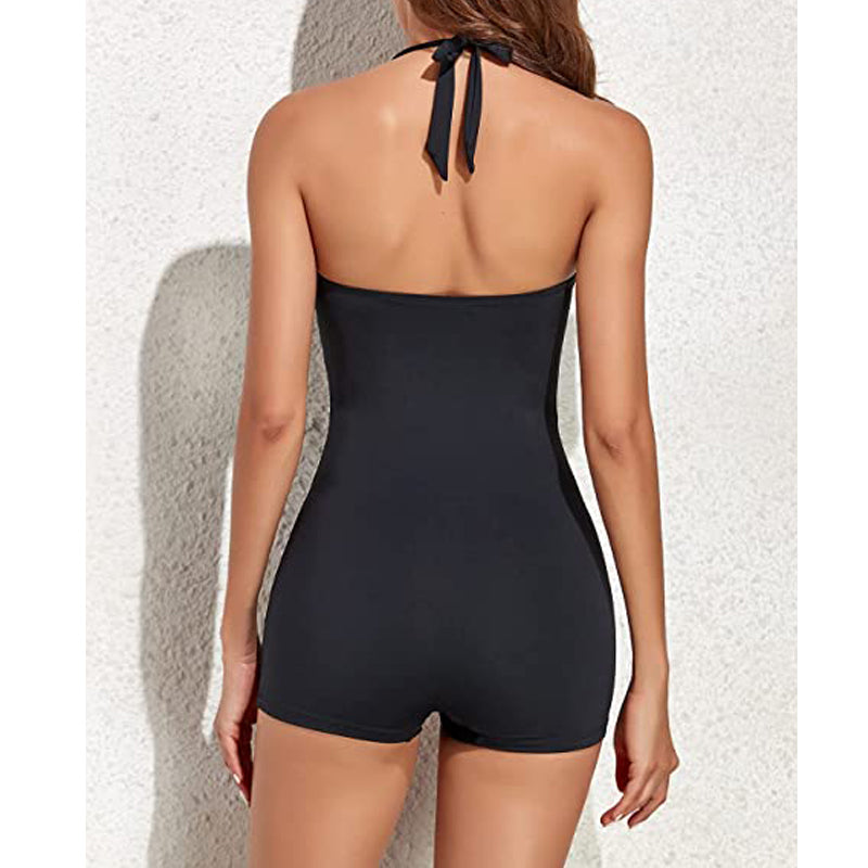 Rebecka Collection | Women's Halter Swimsuit with Pleated Design | Flattering Fit for Beach & Pool Confidence