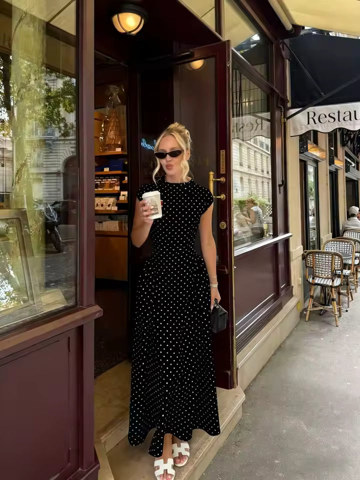 Ruby Flare Maxi Dress with Cap Sleeves