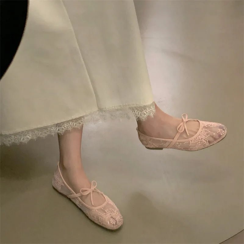 Saskia Embroidered Mesh Ballet Flats
