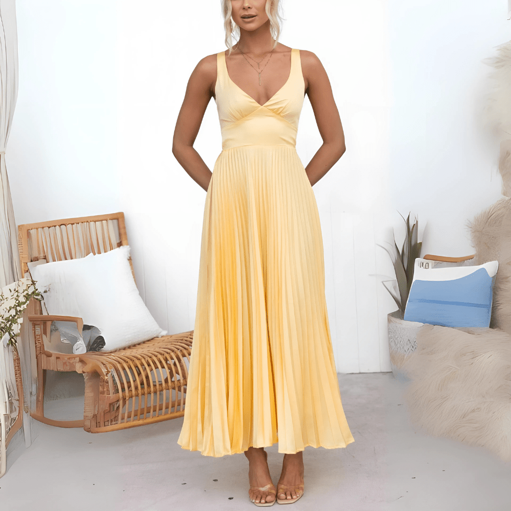 Sophia Flowing Pleated Summer Maxi Dress