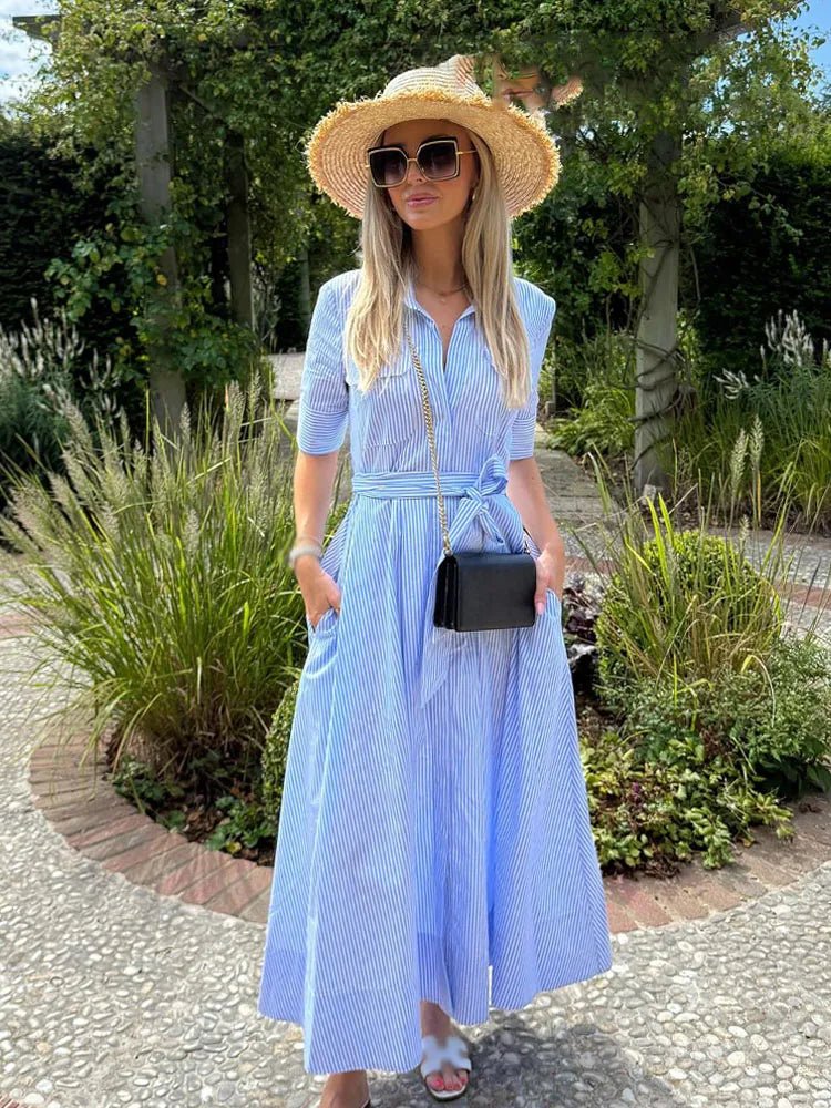 Stacie Bow Tie-Waist Shirt Dress