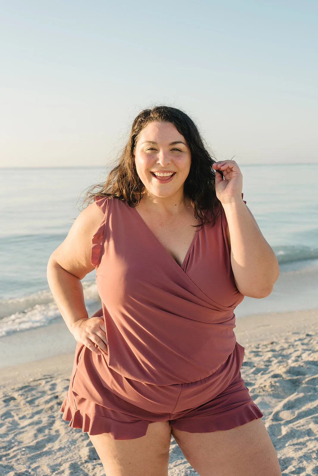 Summer Bliss | Women's Tankini Swimwear with Ruffles & V-Neck Design | Stylish Coverage for Beach Days