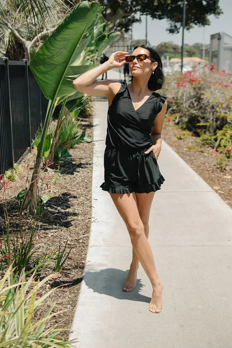 Summer Bliss | Women's Tankini Swimwear with Ruffles & V-Neck Design | Stylish Coverage for Beach Days