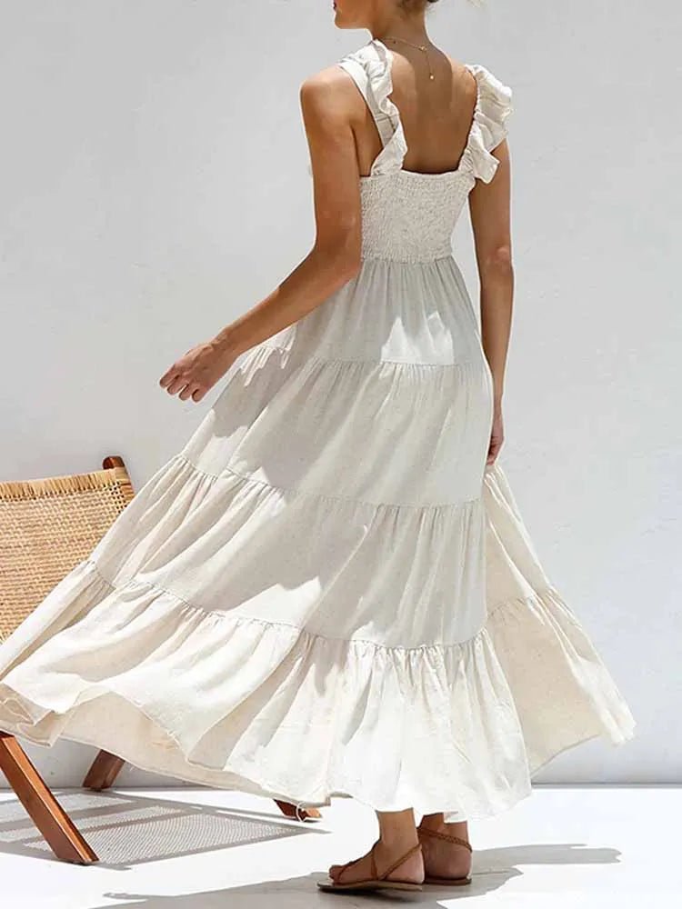 Tahlia Ruffle Cotton Linen Maxi Dress