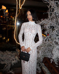 Vina Lace High-Neck Maxi Dress