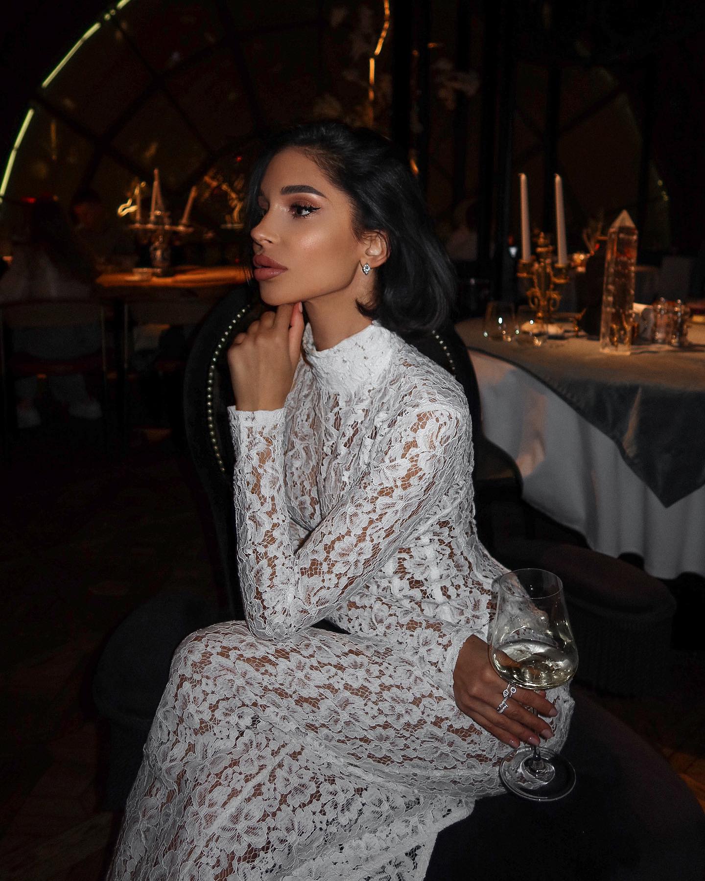 Vina Lace High-Neck Maxi Dress