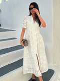 Wendy Embroidered Lace V-Neck Midi Dress