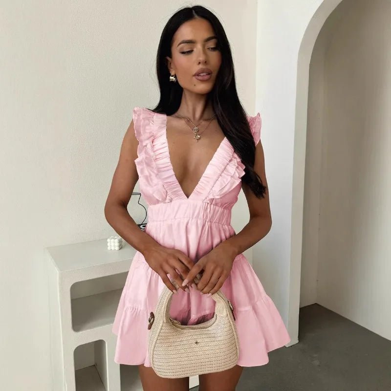 Zelia V-Neck Ruffle Sleeveless Dress