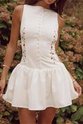 Zofia Sleeveless Embroidered Mini Dress